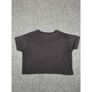 Lululemon All Yours Cropped T Shirt Womens 8 Black Pima Cotton‎ Short Sleeve